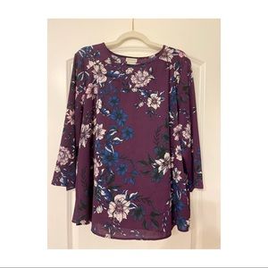 Purple floral blouse
